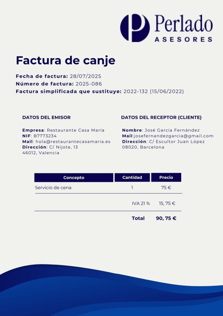 Factura de canje
